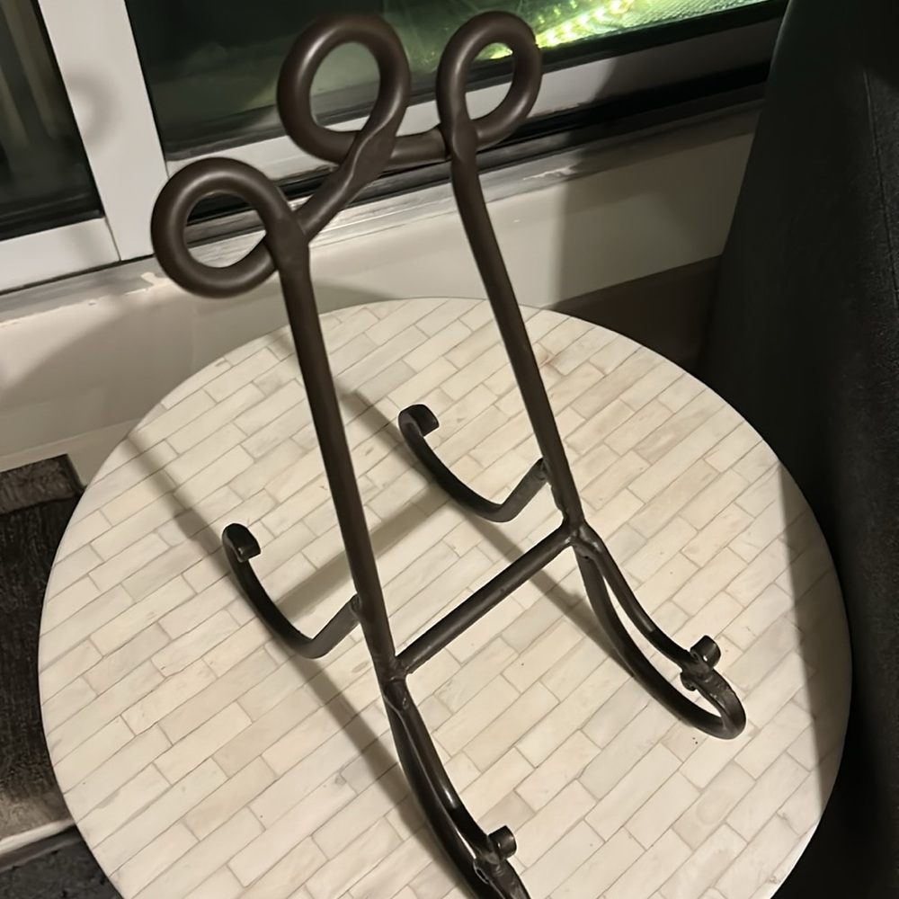 Large wrought iron ( coated brown matte paint)  Art Stand 6 x 16 inches